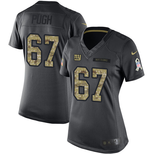 Women's Limited Justin Pugh Nike Jersey Black - #67 2016 Salute to Service NFL New York Giants